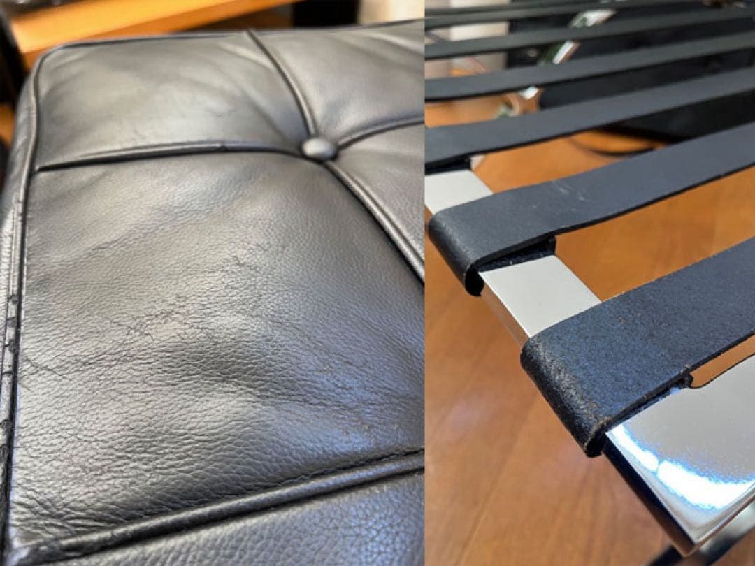 バルセロナスツール　オットマン ミース・ファン・デル・ローエ 本革 リプロダクト