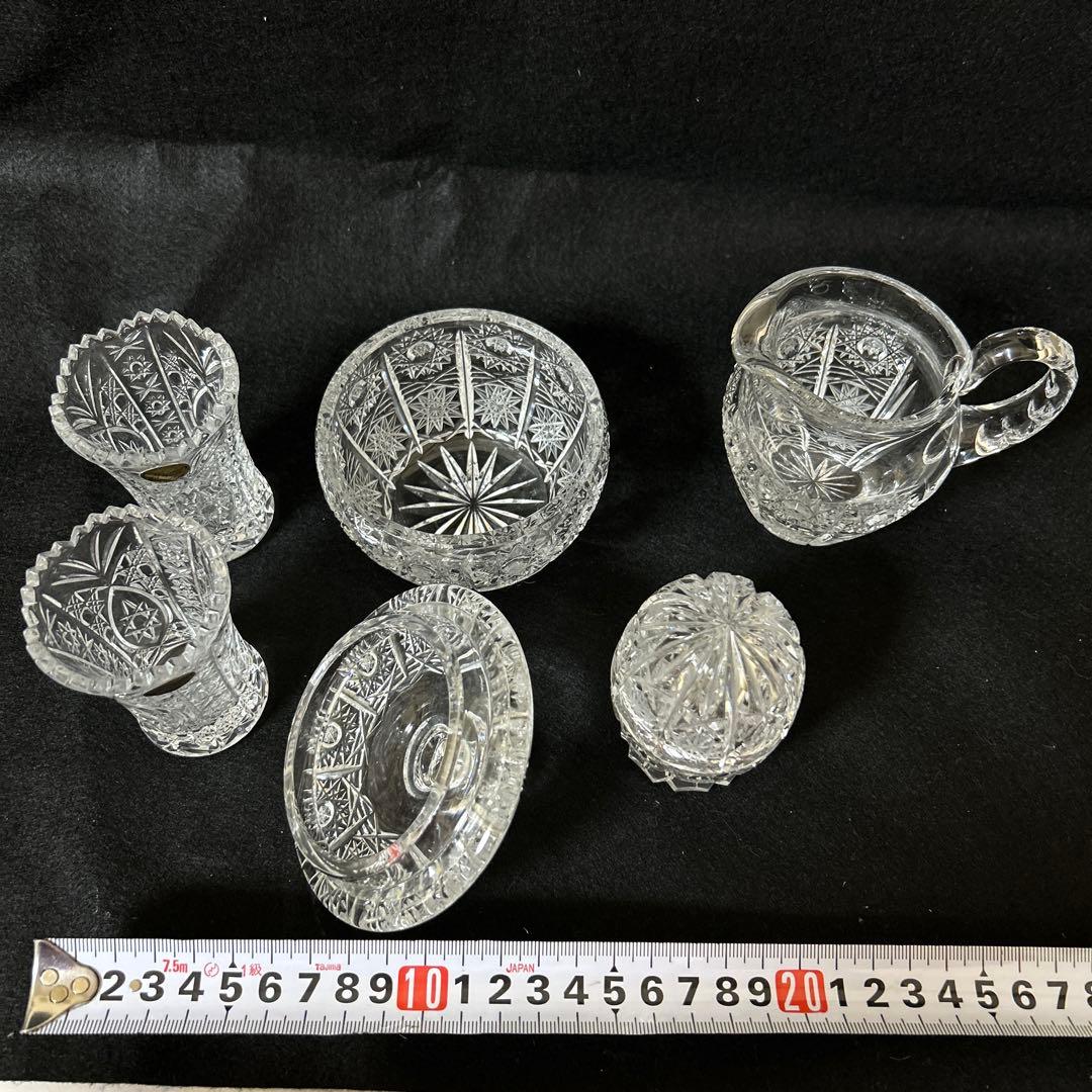 ボヘミアクリスタル　シュガーポット　クリーマー　楊枝入れ ペン立て