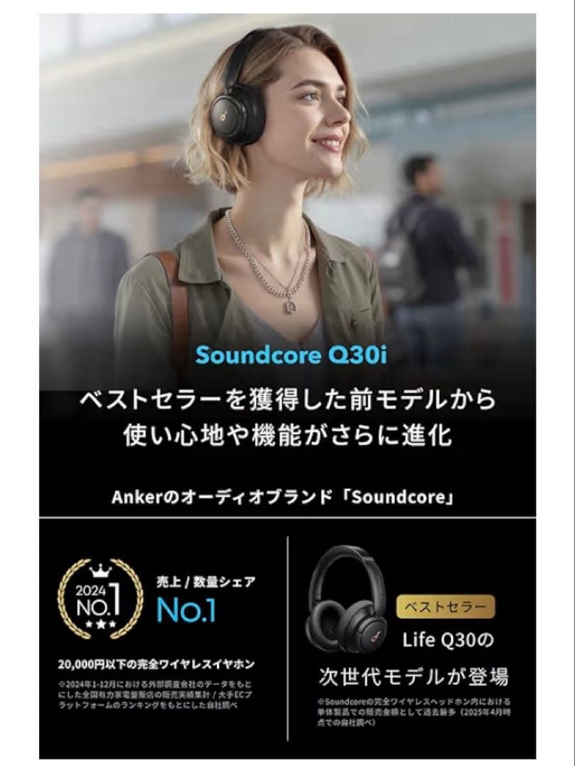 Anker Soundcore Q30i (ワイヤレス ヘッドホン）