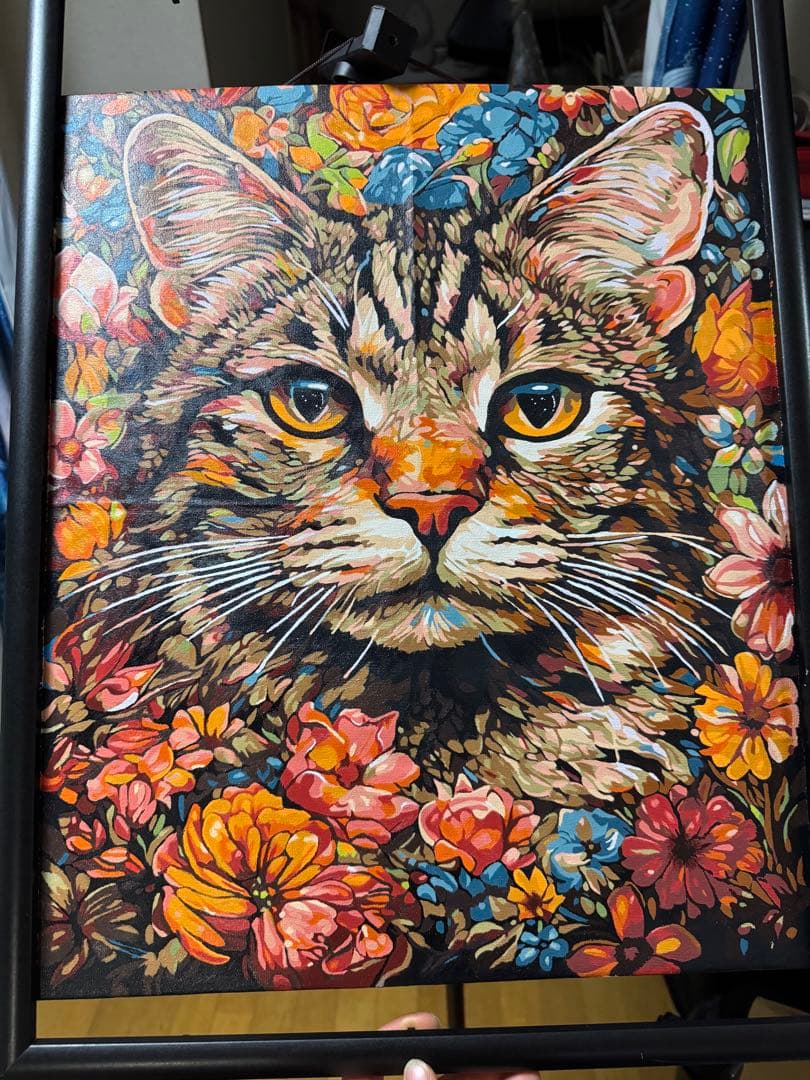 カラフルな猫のフラワーアート
