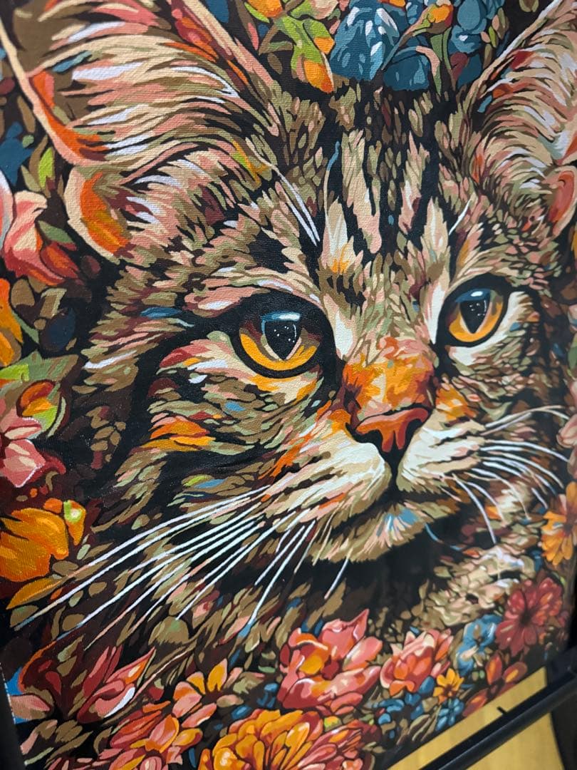 カラフルな猫のフラワーアート