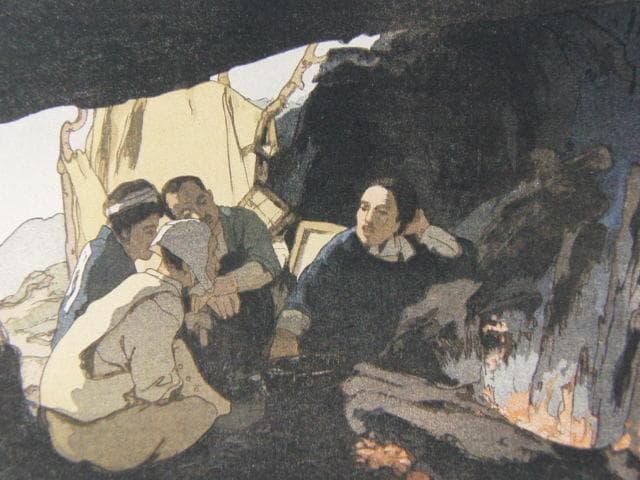 吉田博、駒ヶ岳岩小屋、希少な額装用画集より、新品高級額装付、状態良好