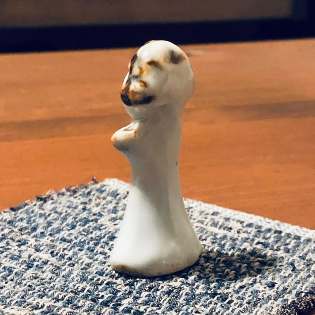 李朝の白磁鉄絵人形（鉄砂人形）男女一対　朝鮮民藝明器