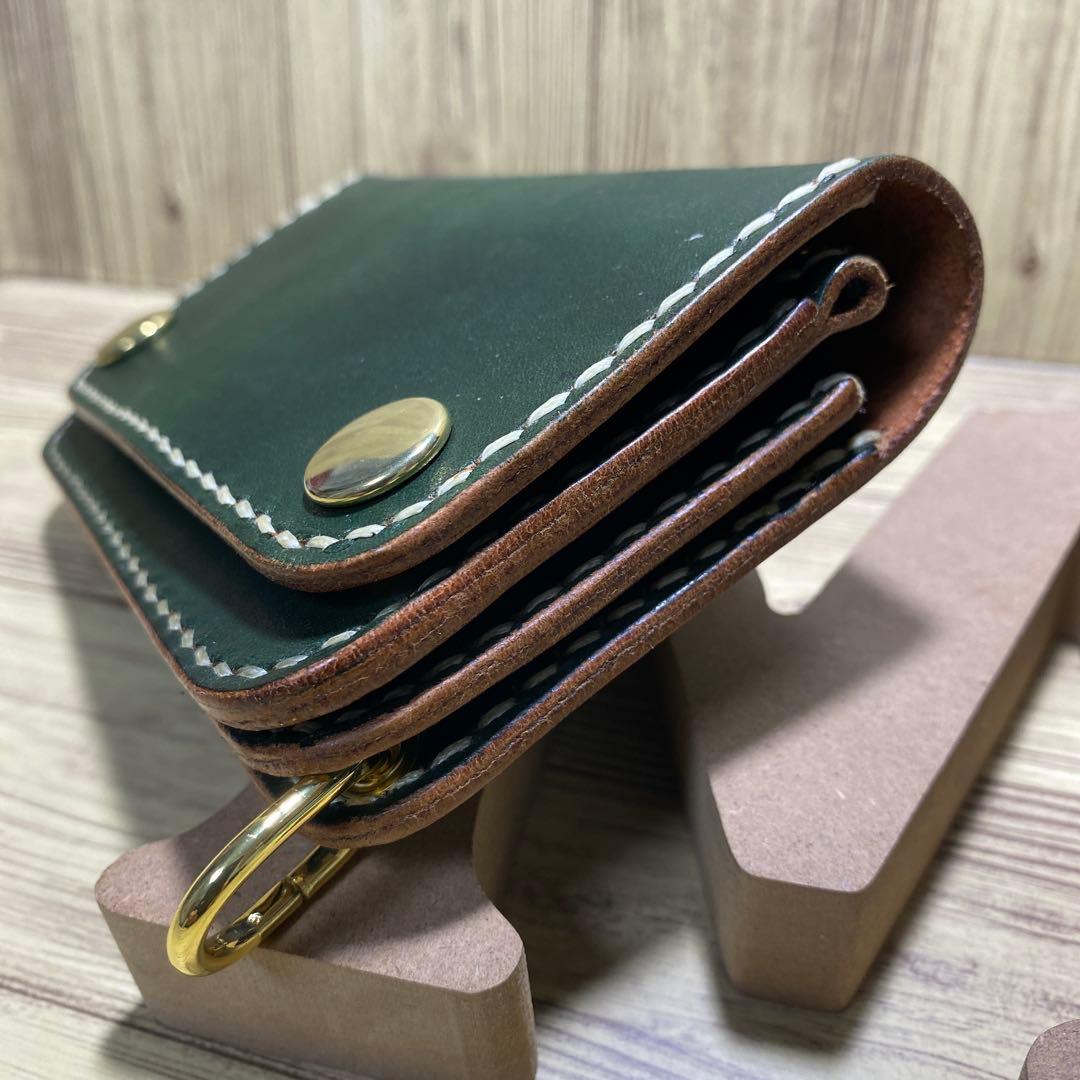 トラッカーウォレット丘染（茶芯）グリーン1