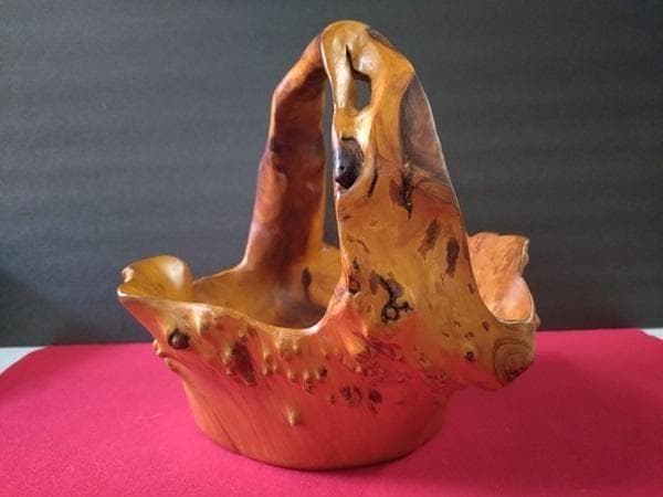 Y 長期保管 天然木 屋久杉？ バスケット アンティーク インテリア カゴ