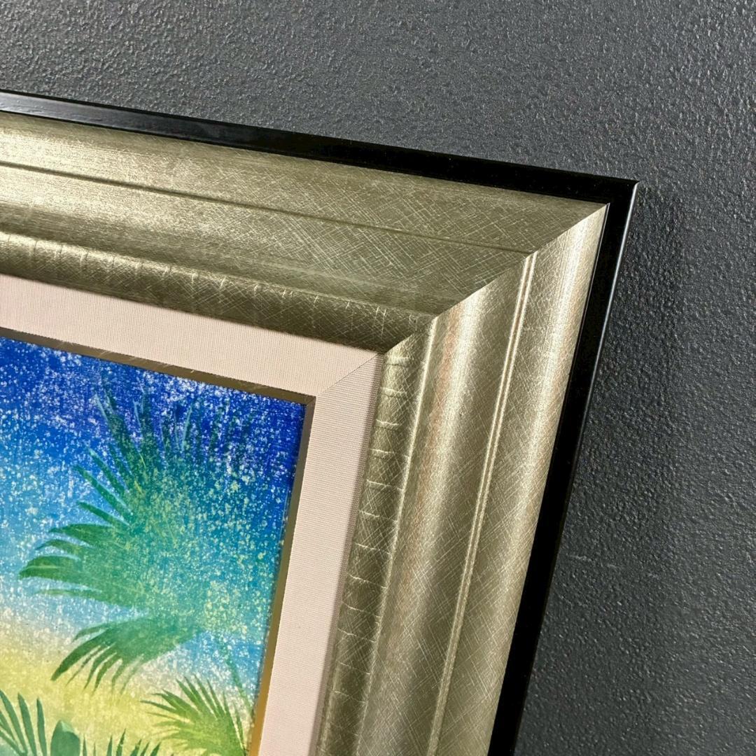 美品 魚谷洋「宙」キャンバスに油彩画 一枚の絵取扱 直筆サイン入 お洒落な額装