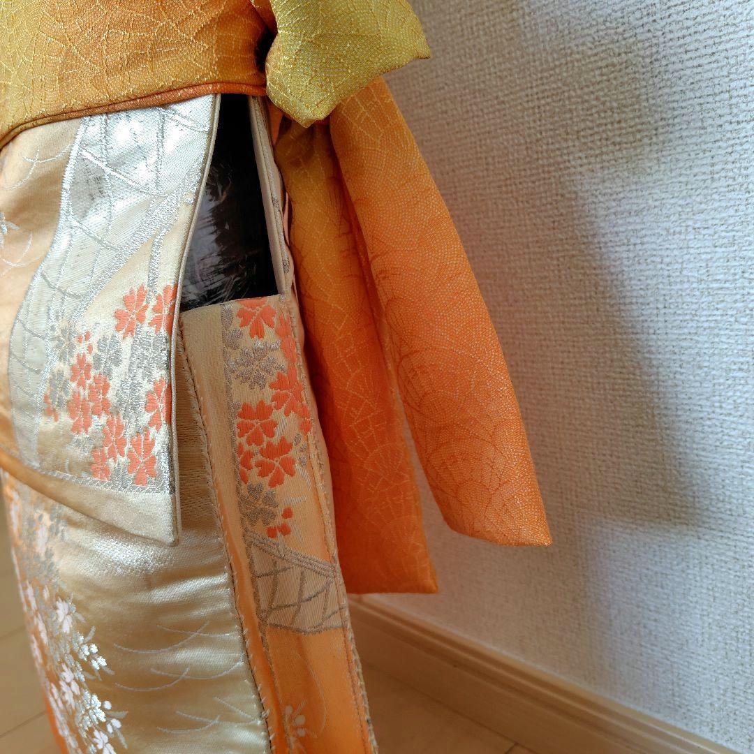お琴カバー【橙】着物帯 ゆたん油単ハンドメイド 和楽器 正絹 袋帯 山田流