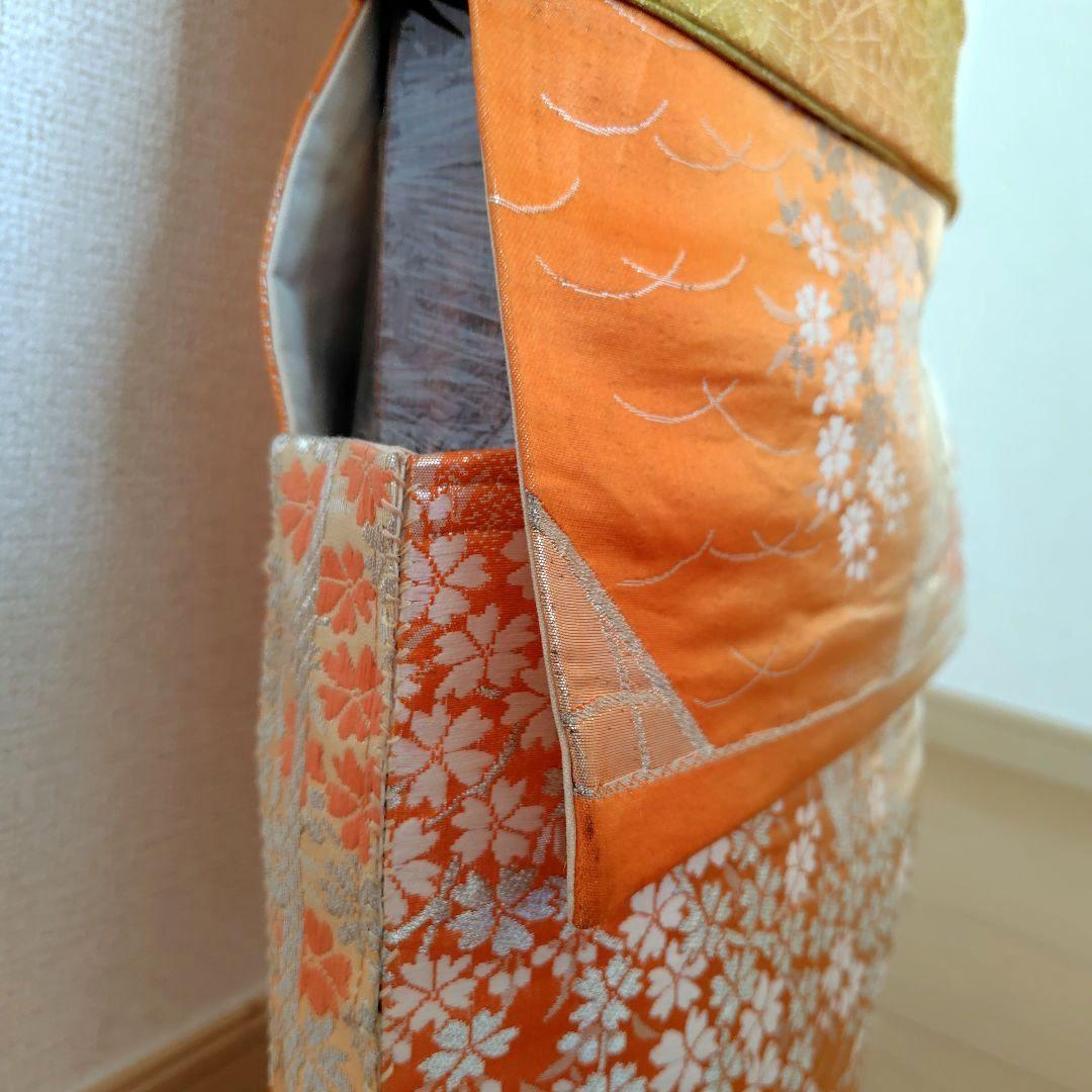 お琴カバー【橙】着物帯 ゆたん油単ハンドメイド 和楽器 正絹 袋帯 山田流