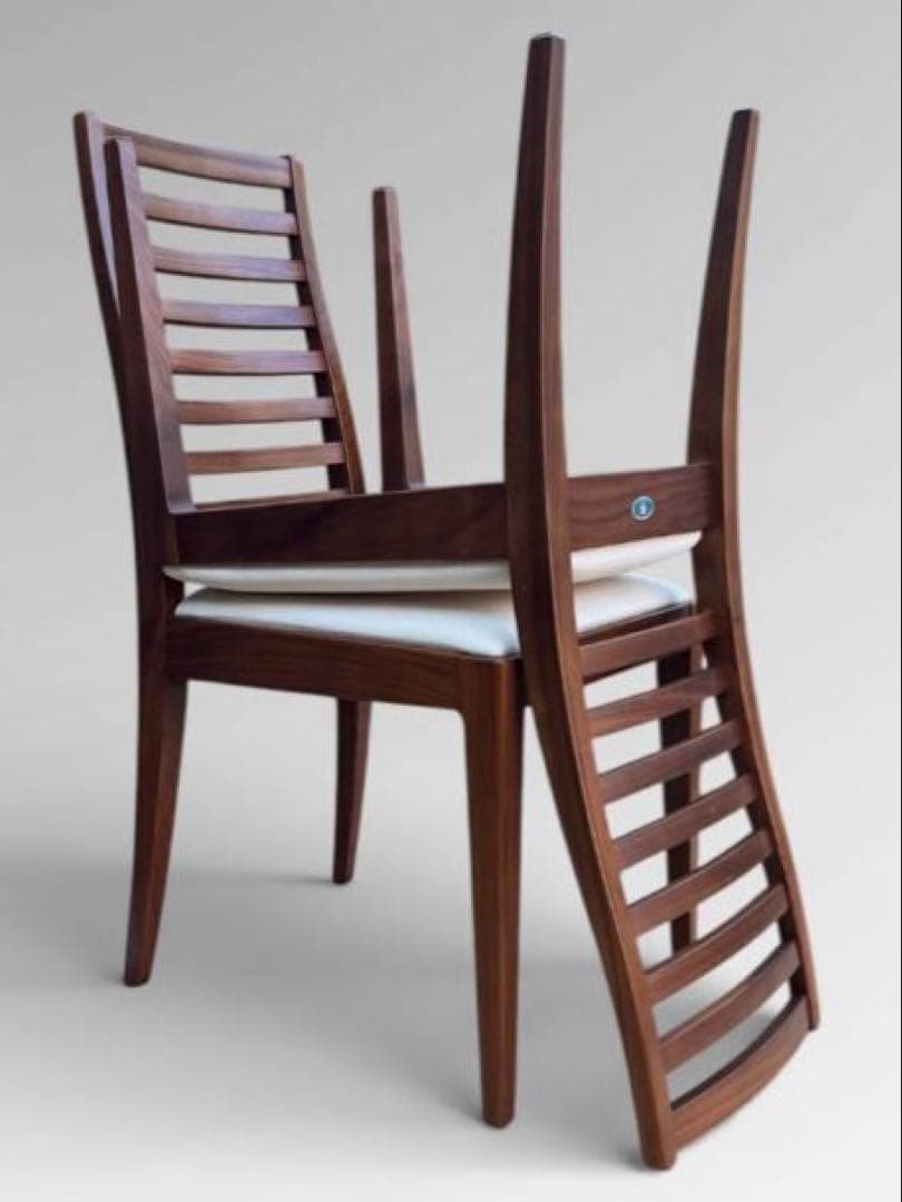 ①【美品】秋田木工 IDC大塚家具 ダイニングチェア ラダーバック 曲げ木 ２脚