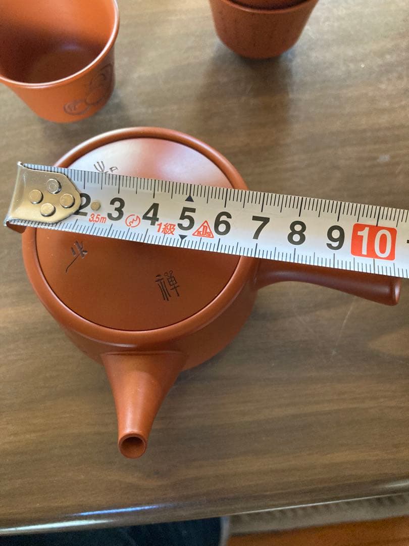 常滑焼 朱泥 茶器　鯉江廣 玲光 彫刻細工　達磨　茶器セット
