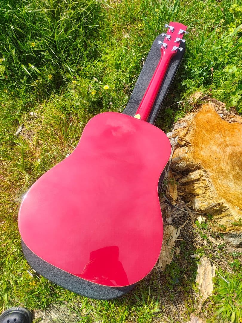 超美品 ノーブランド 真っ赤なJ45スタイル コンタクトPU付エレアコ HC付