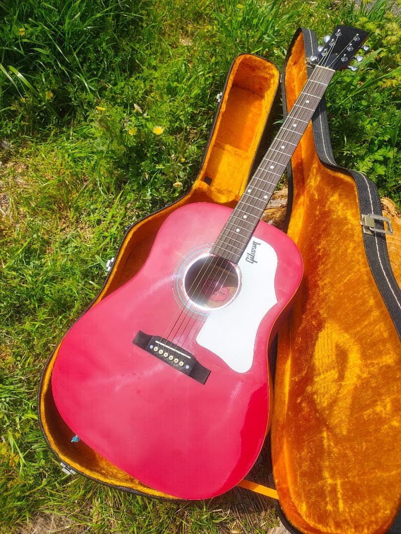 超美品 ノーブランド 真っ赤なJ45スタイル コンタクトPU付エレアコ HC付