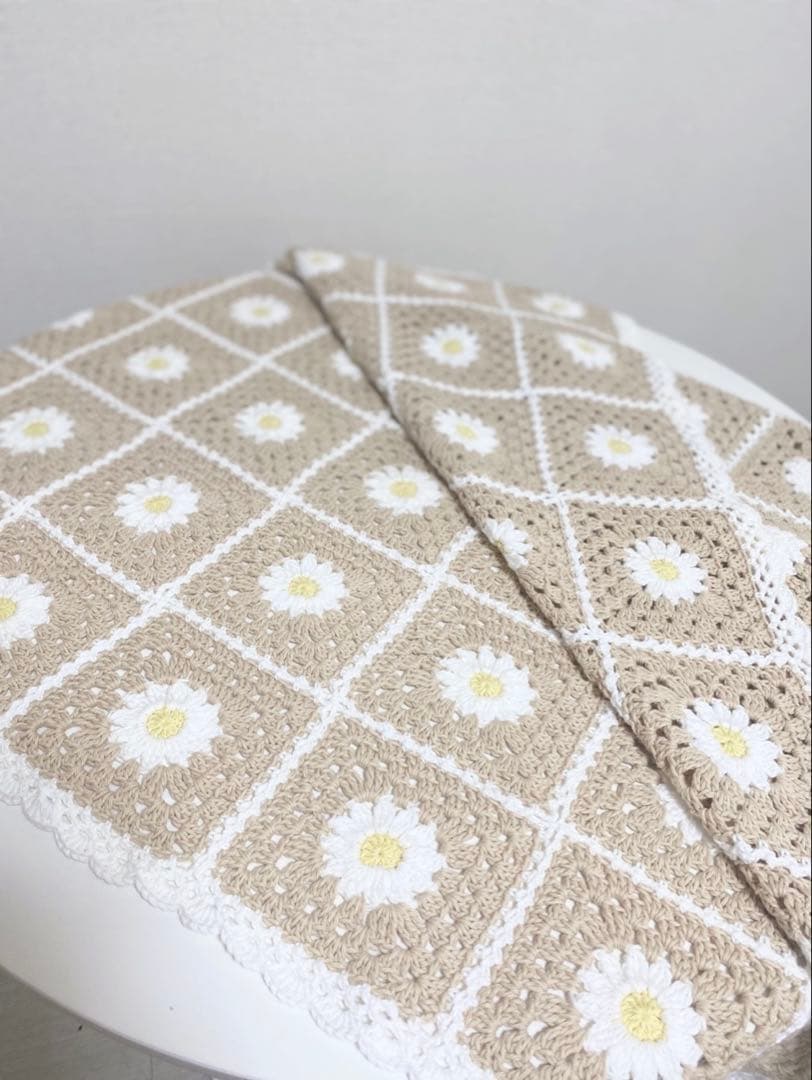 【80㎝×100㎝】おくるみ　ブランケット　大判　膝掛け　花柄　【カフェラテ】