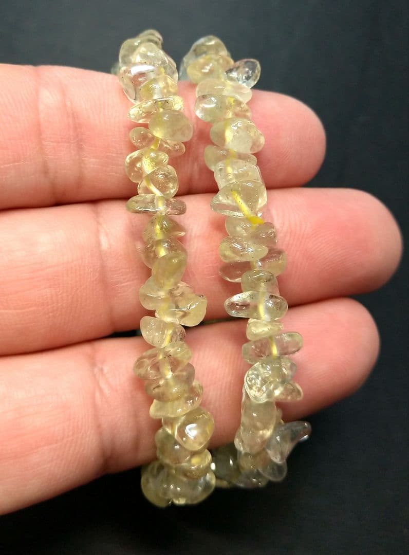 【高品質】リビアングラス　さざれタイプ　ブレスレット　２本セット　隕石