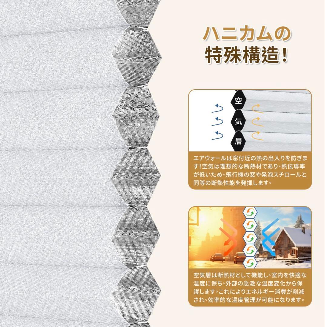 【新品未使用】つっぱり式電動ハニカムシェード 1級遮光 幅184.4×丈196