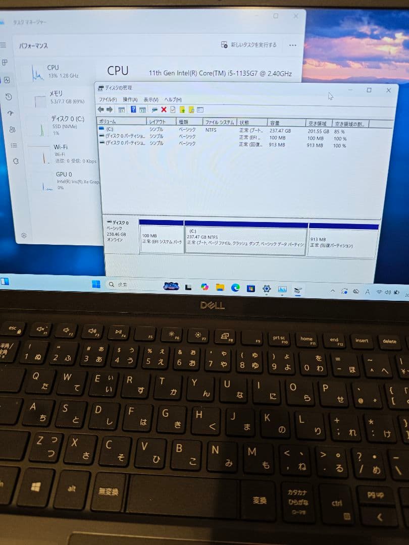 【第11世代 Core i5】DELL ノートPC SSD256GB Win11
