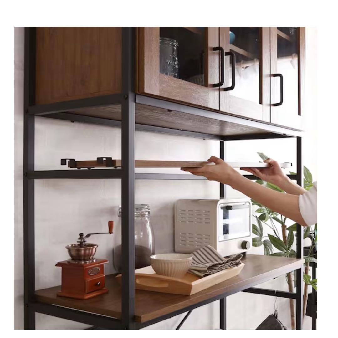 ニトリ食器棚 ヴィンテージテイストのごみ箱上ラック ワイド