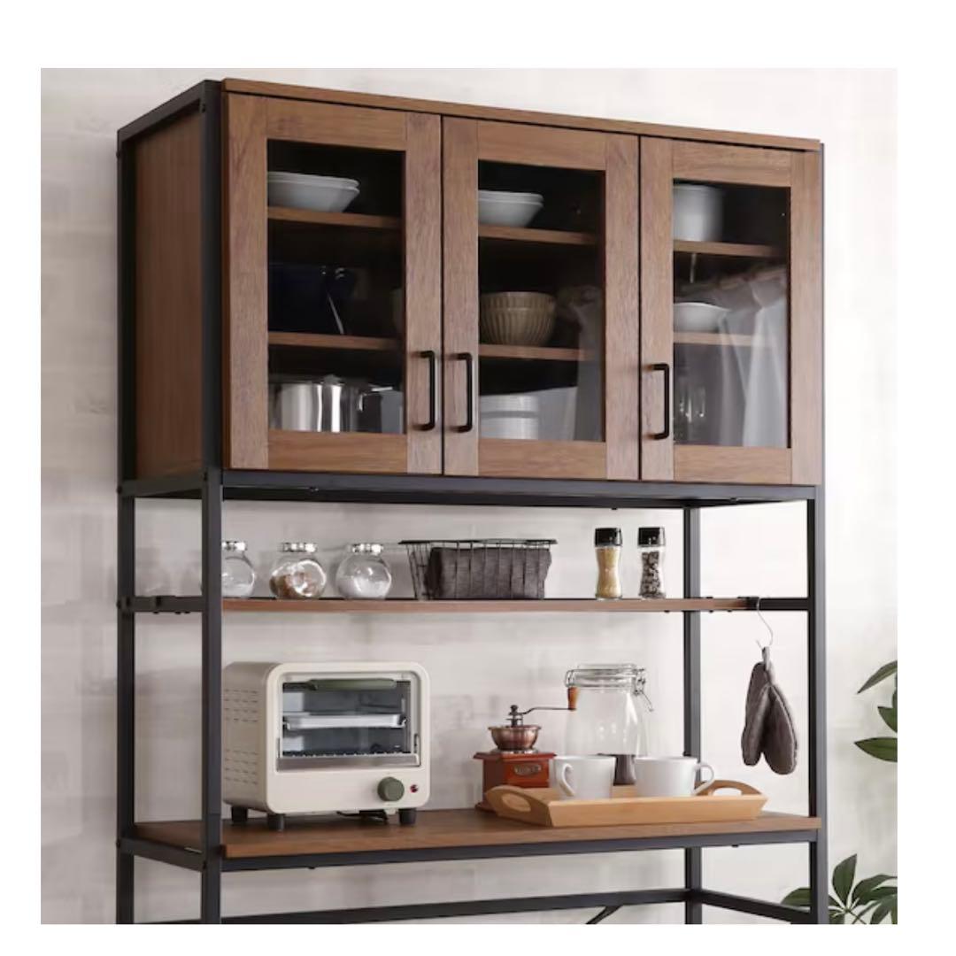 ニトリ食器棚 ヴィンテージテイストのごみ箱上ラック ワイド