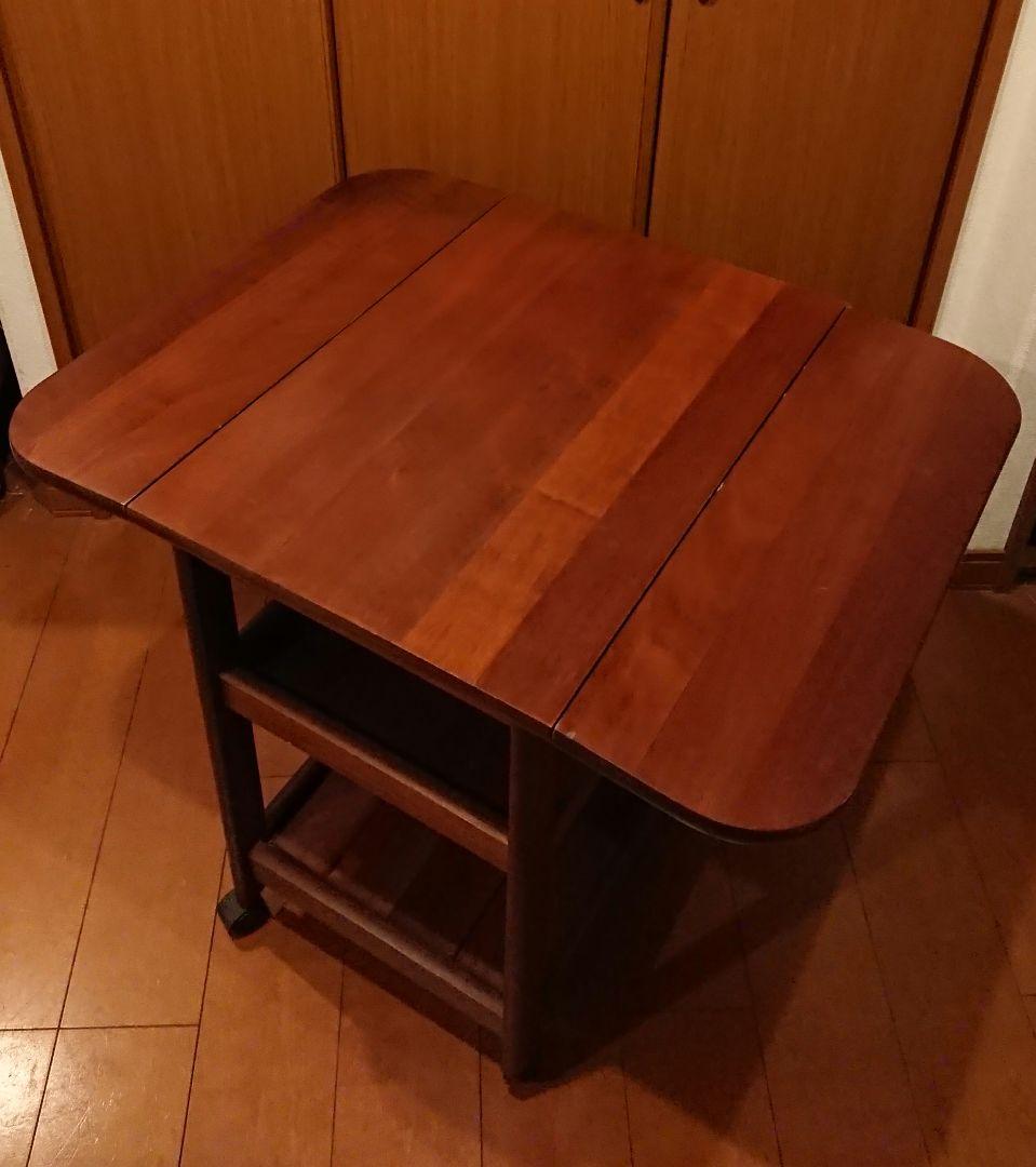 昭和レトロ 両側バタフライワゴン テーブル 木製 折りたたみ キッチンワゴン