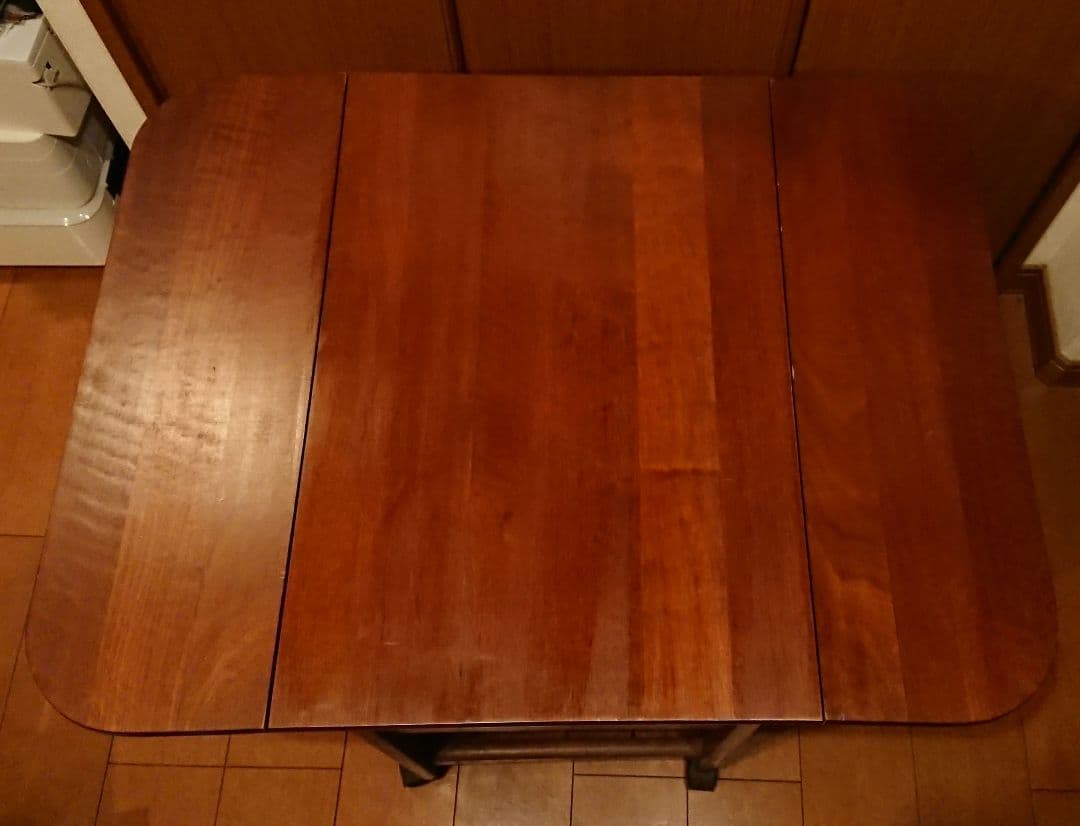 昭和レトロ 両側バタフライワゴン テーブル 木製 折りたたみ キッチンワゴン