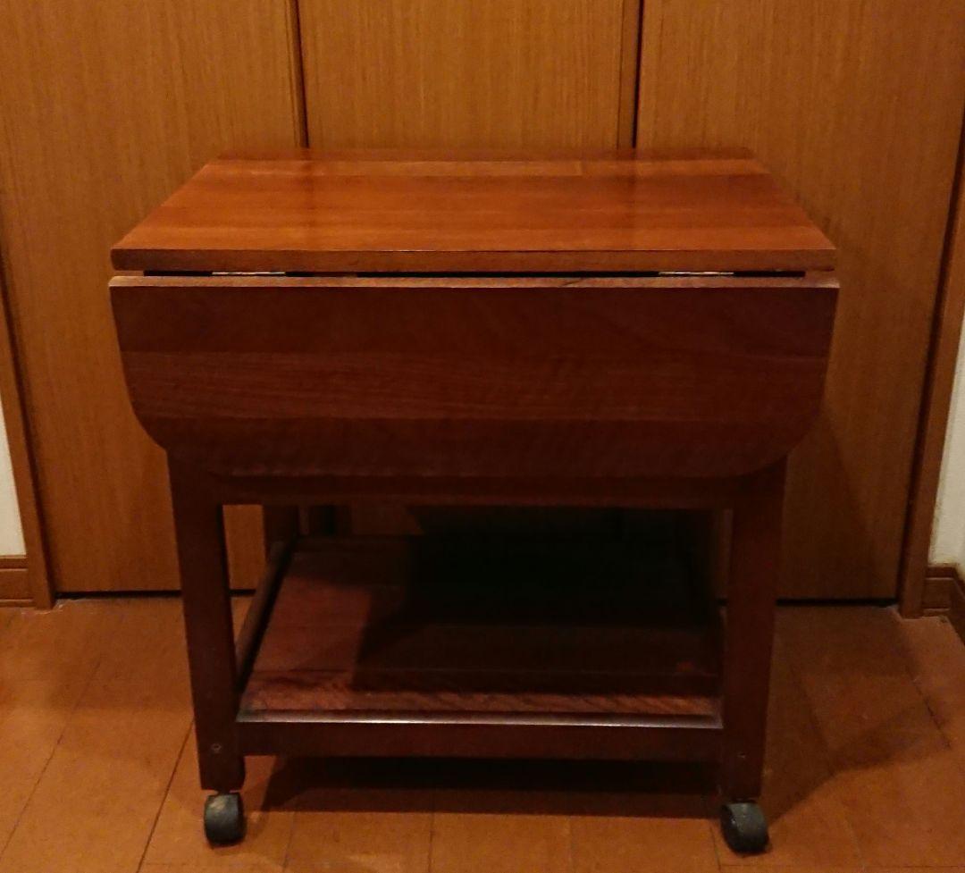 昭和レトロ 両側バタフライワゴン テーブル 木製 折りたたみ キッチンワゴン