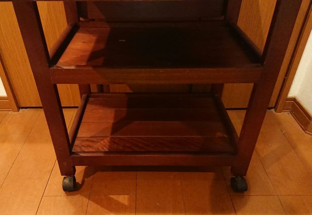 昭和レトロ 両側バタフライワゴン テーブル 木製 折りたたみ キッチンワゴン