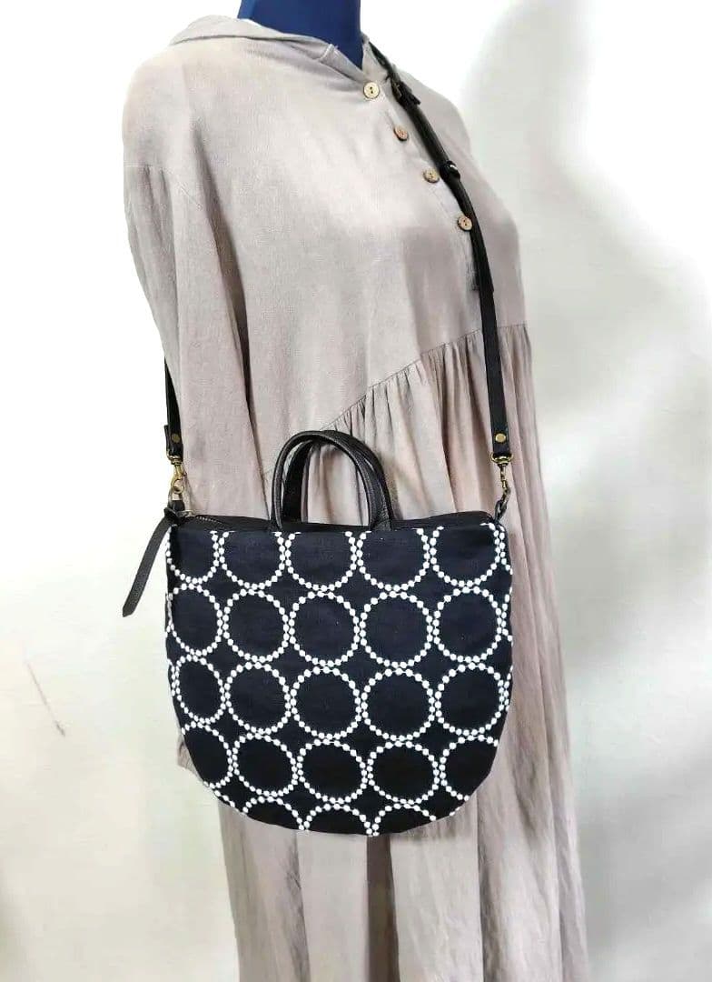 ミナペルホネン/tambourineタンバリンネイビー×白/ロングミニラウンドシ