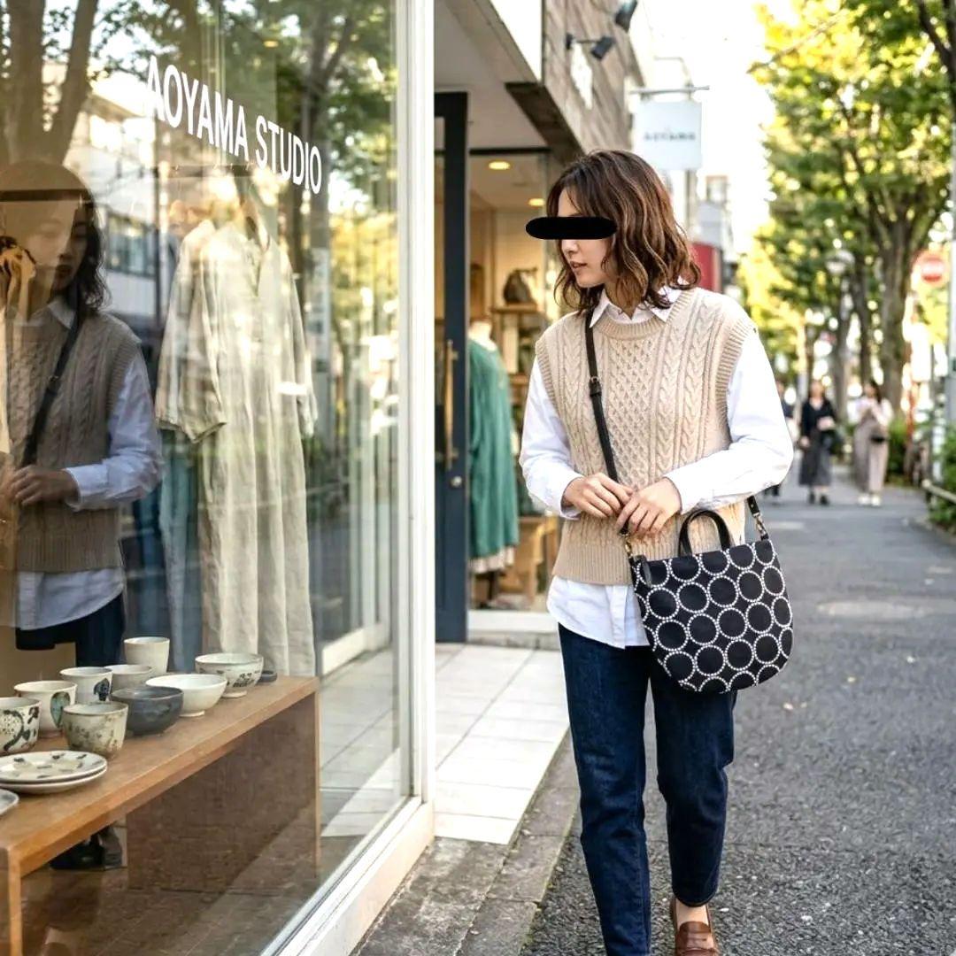 ミナペルホネン/tambourineタンバリンネイビー×白/ロングミニラウンドシ