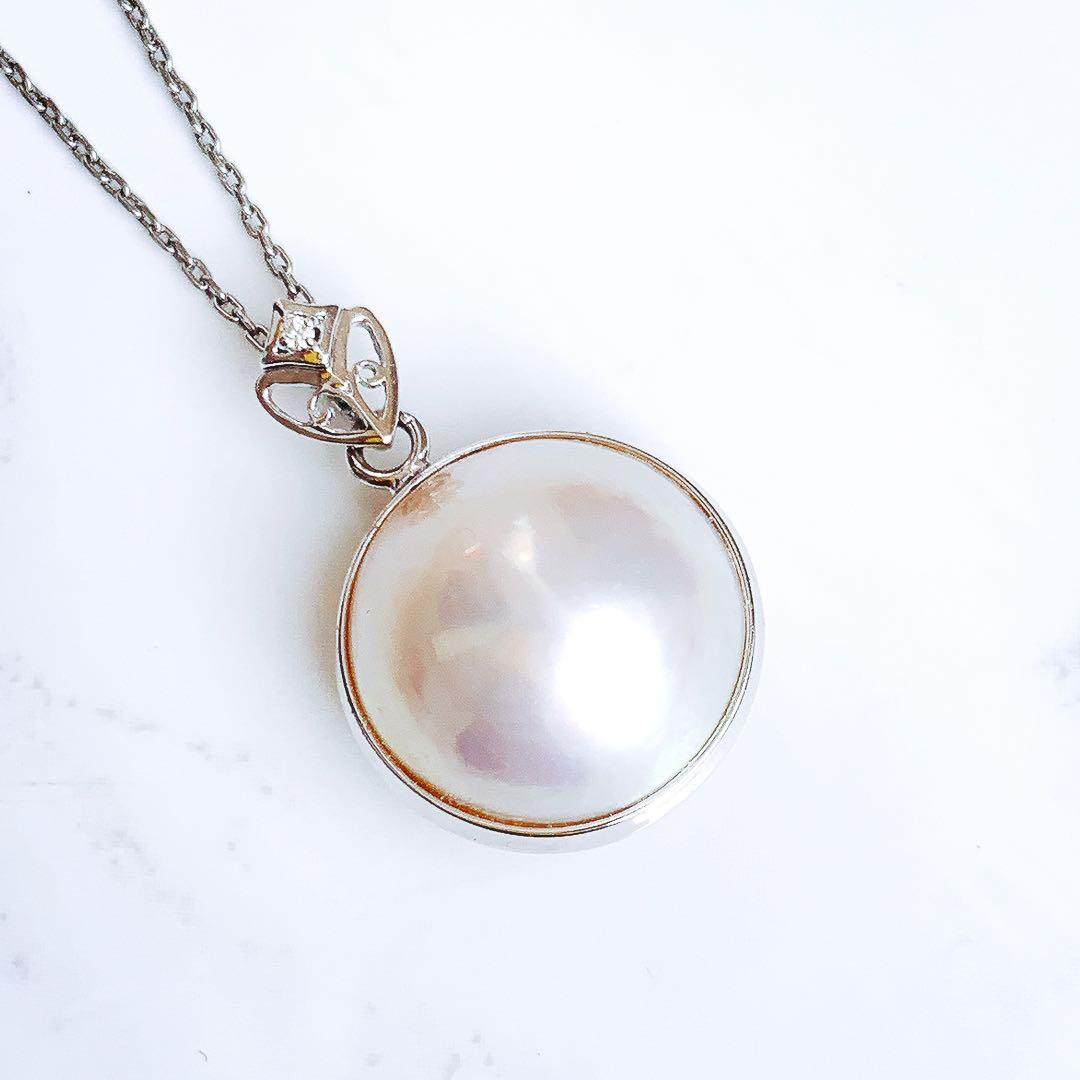 ■未使用品■Pt900 ダイヤ付 マベパール ペンダントトップ