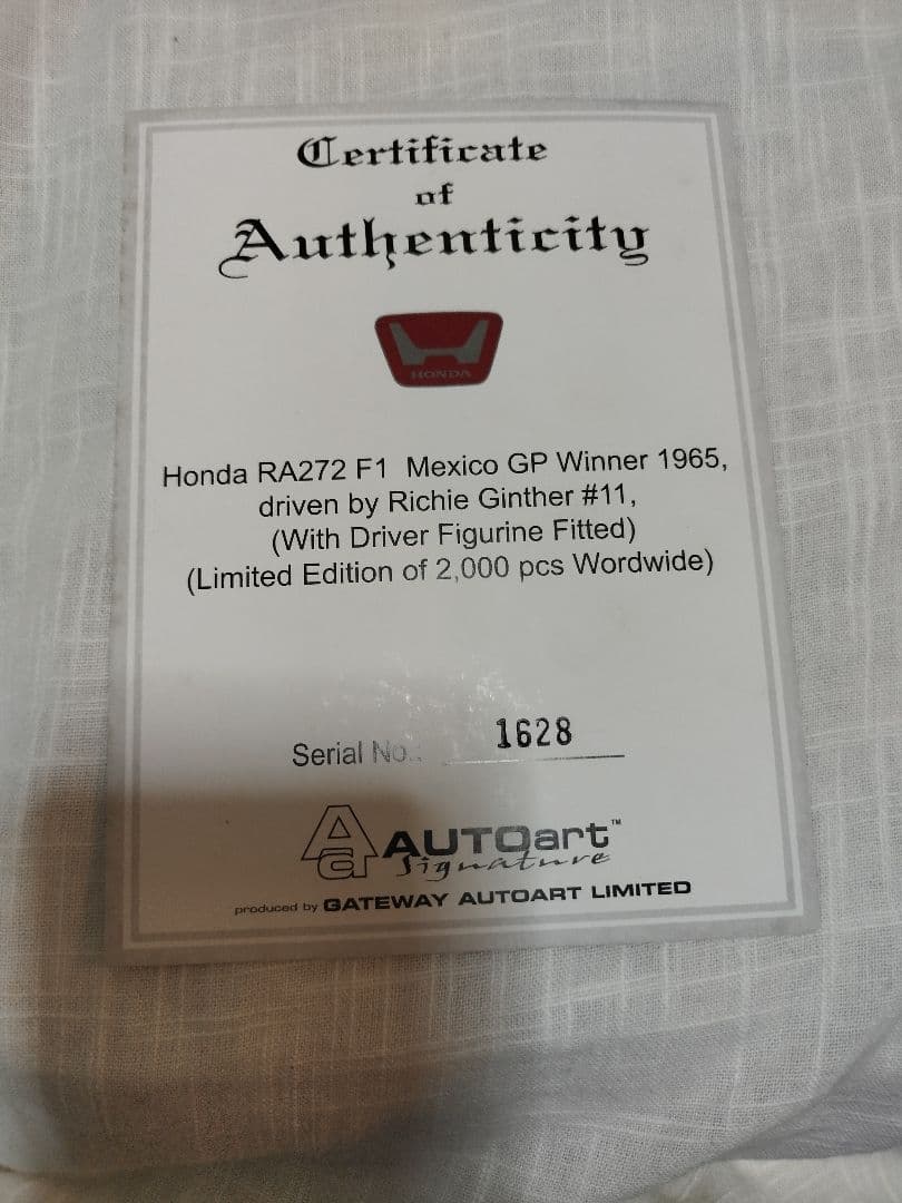 HONDARA272F1　Mexico GP1965 1/18ミニカー雑誌付き