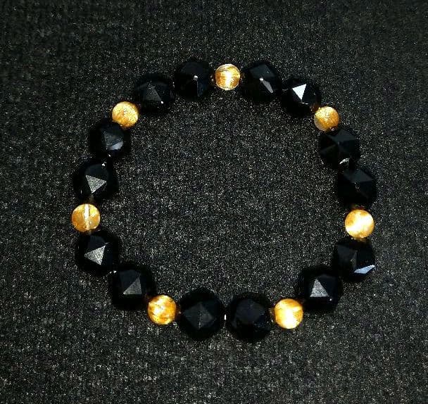 極上ルチル＆スターカットモリオン No.２　ブレスレット　魔除け　金運　勝負運