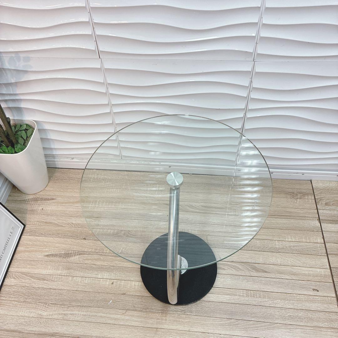 ◇大阪府全域 神戸市 配達料無料！◇ガラステーブル◇サイドテーブル◇円形