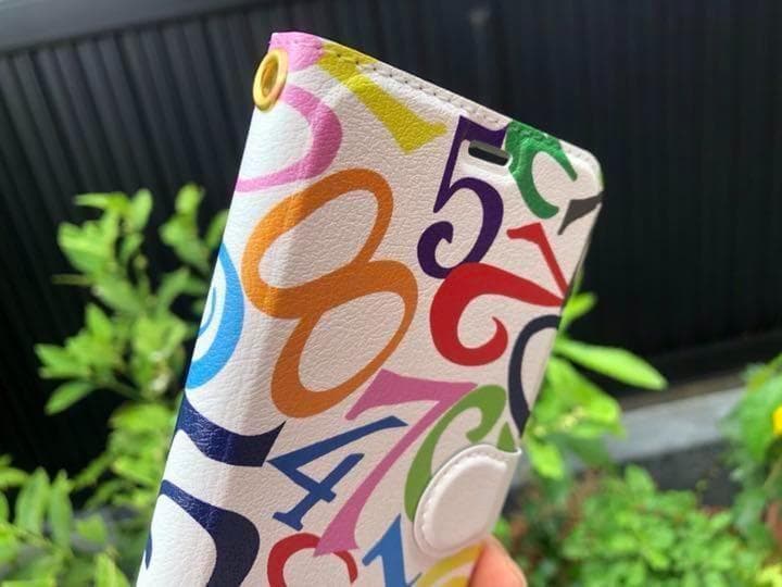 スワロフスキー　ハイクオリティー iPhoneケース　カラフル数字　ベルトあり