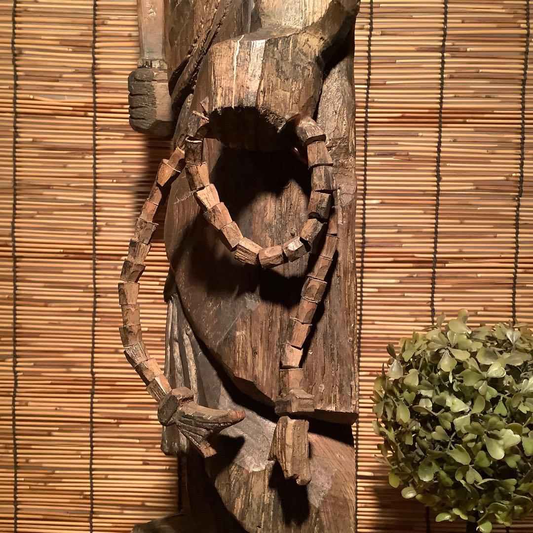 江戸期・密教護法善神「憤怒・炎髪不動明王」不動信仰・神仏守護神・特大木彫