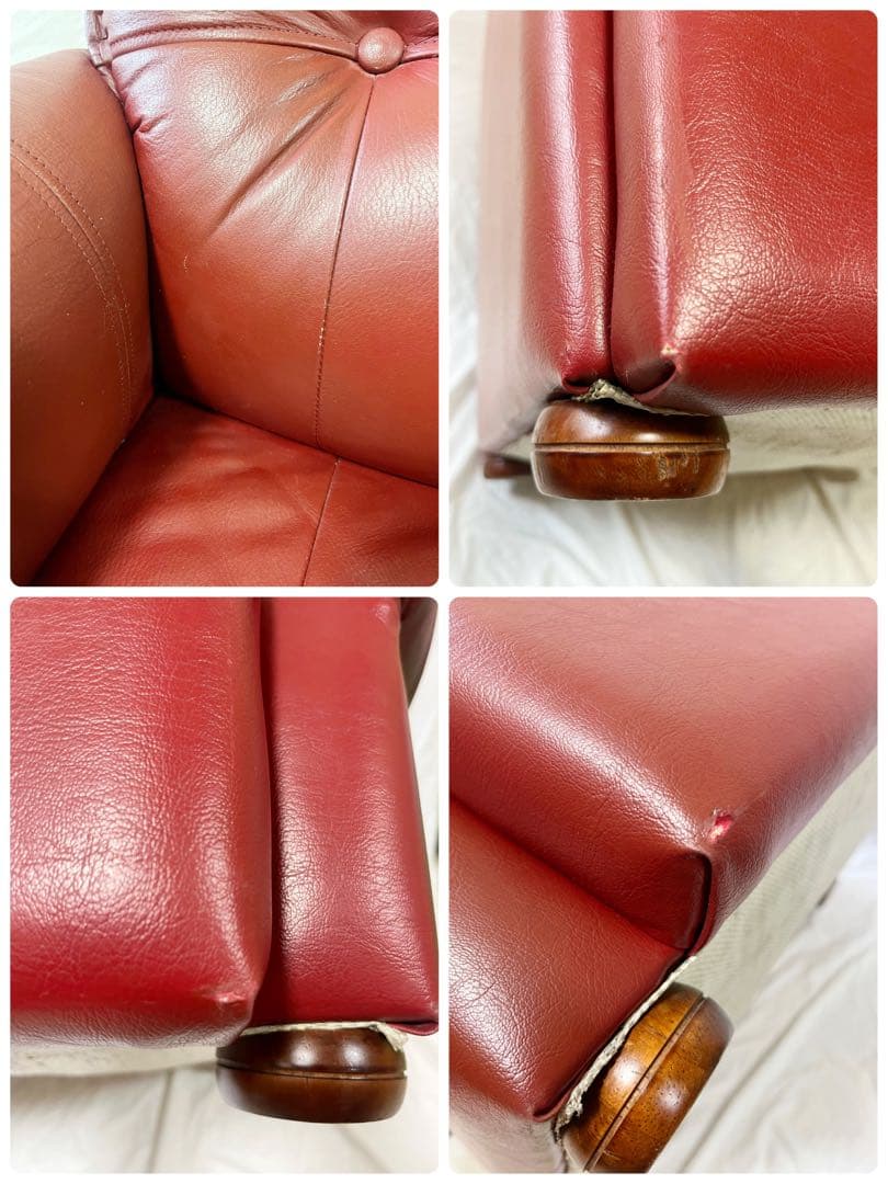 『富士ファニチャー』FUJI FURNITUR ヴィンテージ　レザーソファ　本革