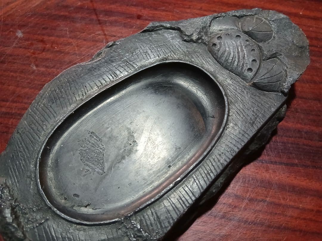 明治 古硯 鮑 蛤 文房具 天然硯 美術品 工芸品 骨董