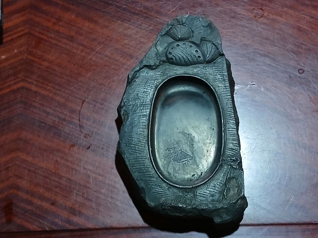 明治 古硯 鮑 蛤 文房具 天然硯 美術品 工芸品 骨董
