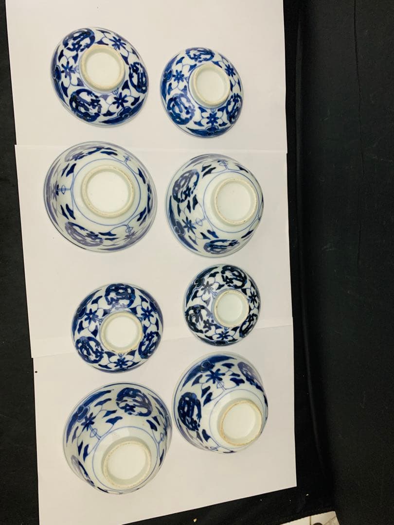 蓋付茶碗　飯茶碗　6客+碗のみ1点　時代染付