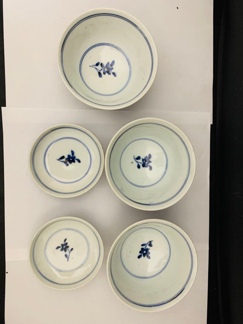 蓋付茶碗　飯茶碗　6客+碗のみ1点　時代染付