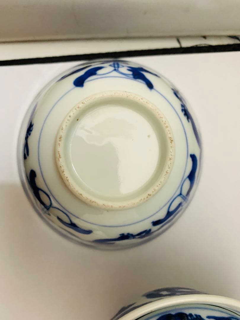 蓋付茶碗　飯茶碗　6客+碗のみ1点　時代染付