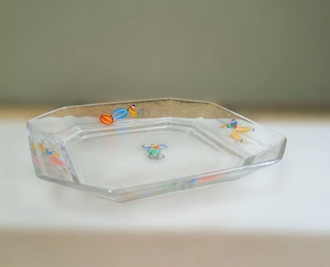 希少　香蘭社 愉快な仲間 5枚サーカス ピエロ 大道芸 ガラス皿