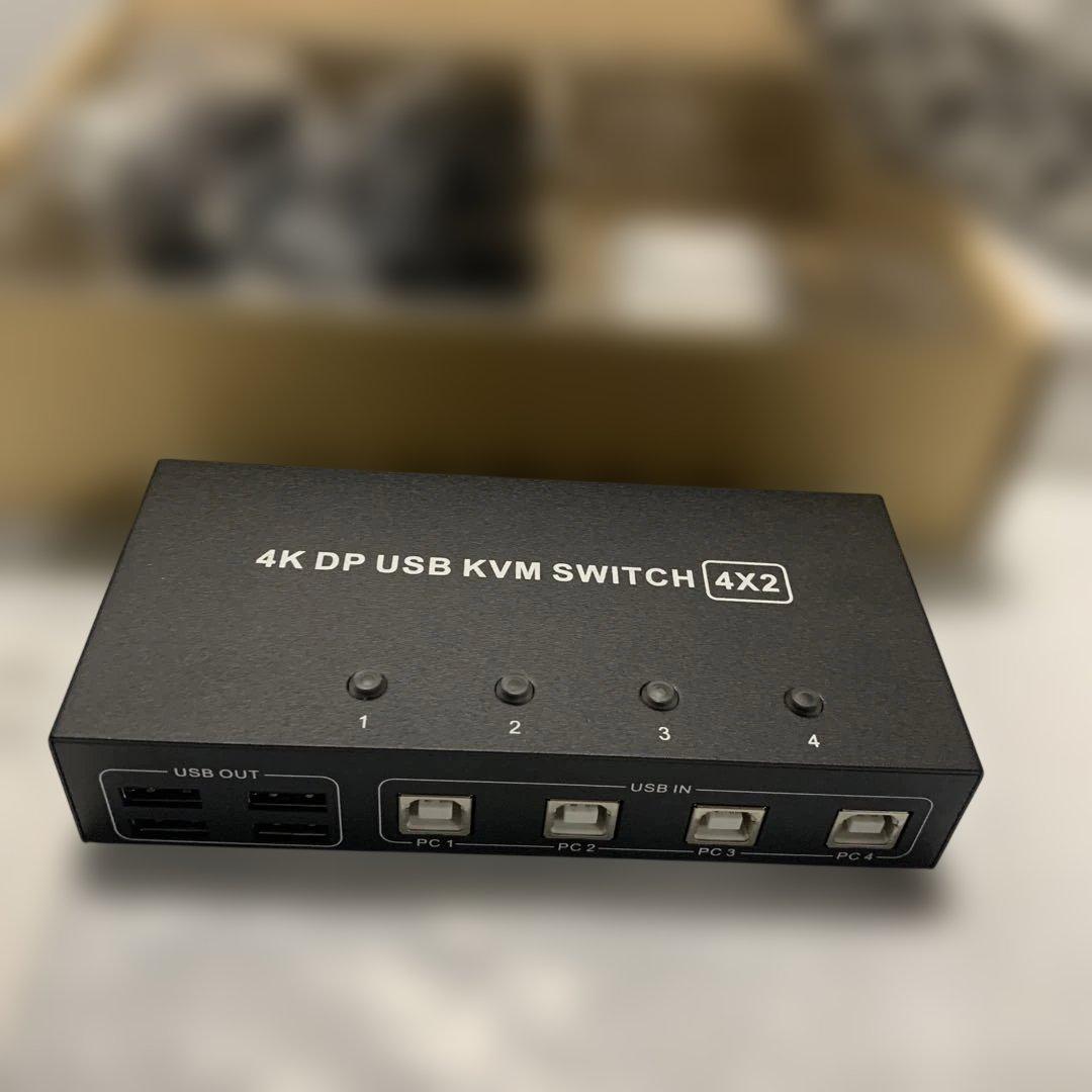 4ポートデュアルモニター kvmスイッチ Displayport 4K 60Hz