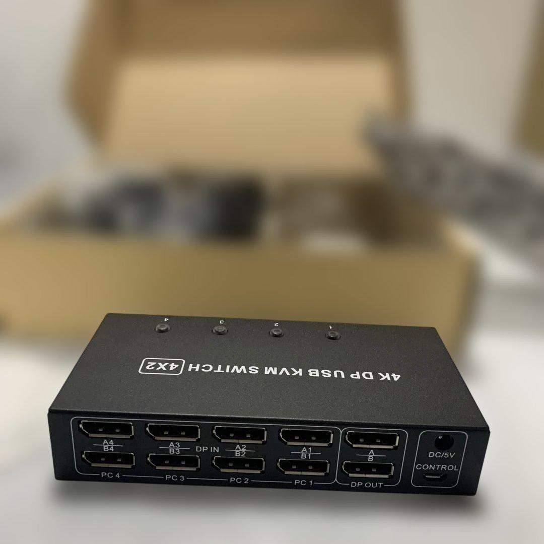 4ポートデュアルモニター kvmスイッチ Displayport 4K 60Hz