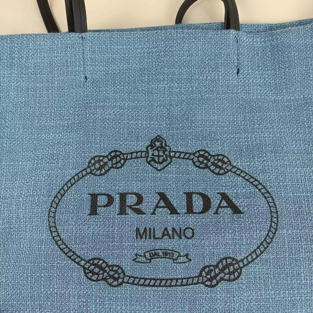 PRADAトートバッグ ブルー ノベルティ 大容量ランチバッグ