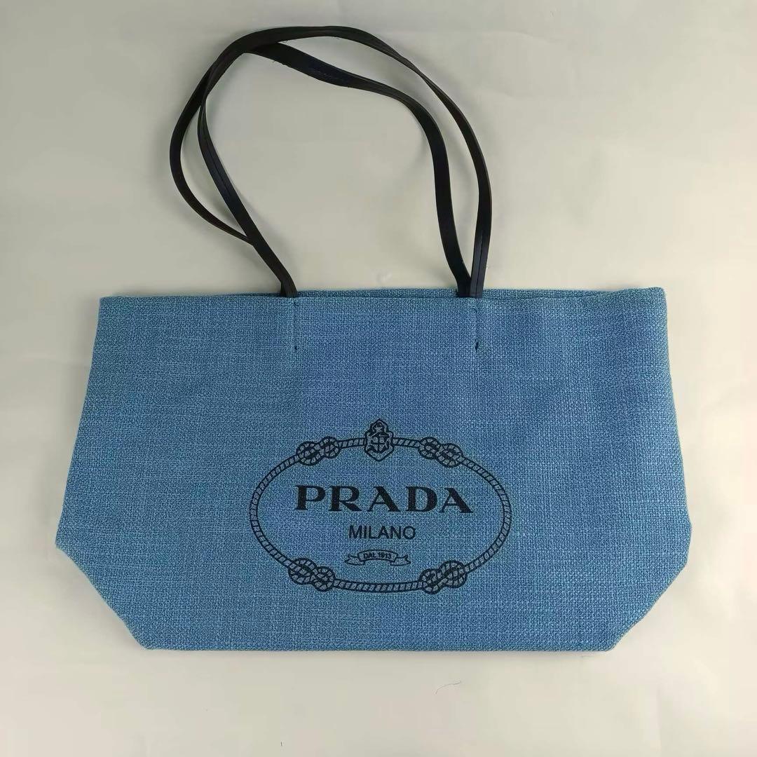 PRADAトートバッグ ブルー ノベルティ 大容量ランチバッグ