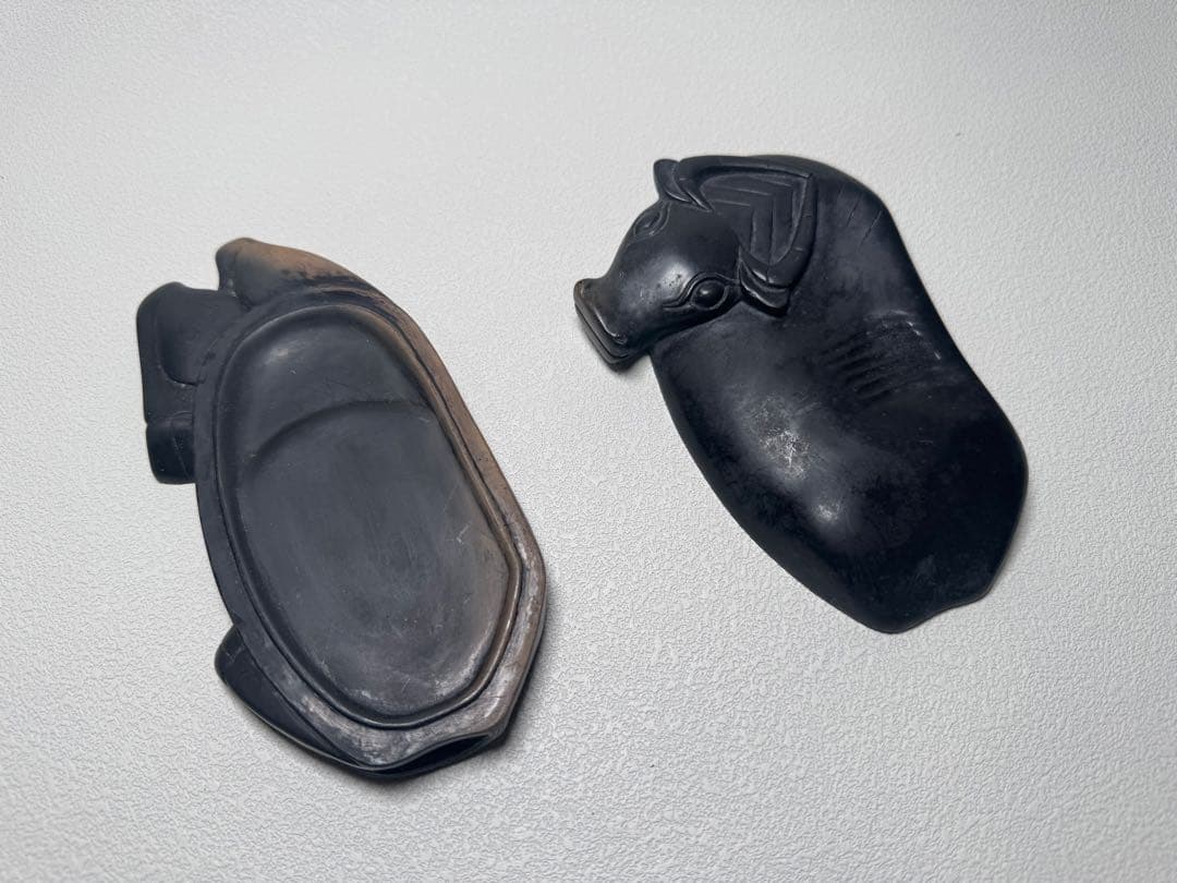 卧牛型 硯面付き墨盒 書道具