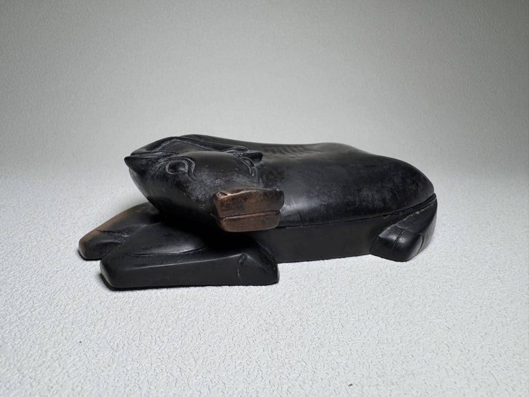 卧牛型 硯面付き墨盒 書道具