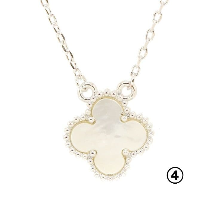 高級天然白蝶貝◆フラワーネックレス◆ホワイトシェル◆18金メッキ