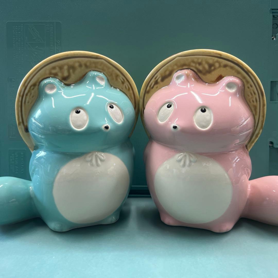 最終価格【ぼんやり子だぬき】手乗りサイズ ヒダカナオト　陶器　桜色