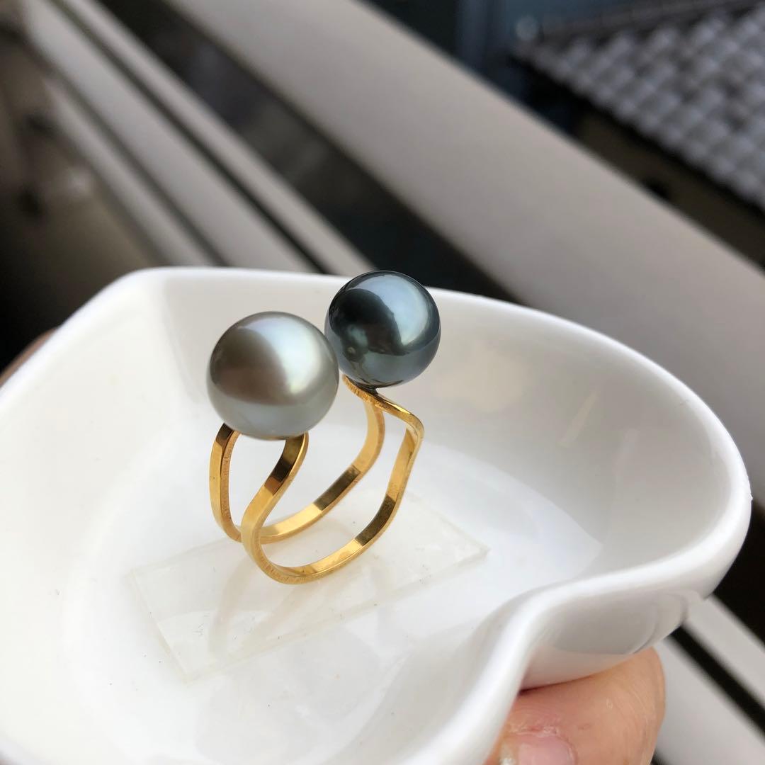 黒蝶真珠リング　タヒチパールリング